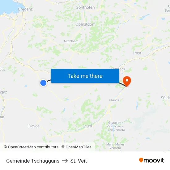 Gemeinde Tschagguns to St. Veit map