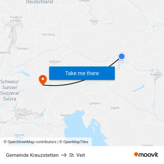 Gemeinde Kreuzstetten to St. Veit map