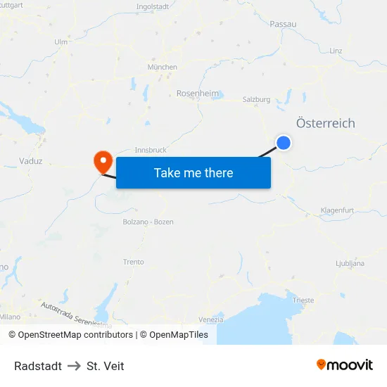 Radstadt to St. Veit map