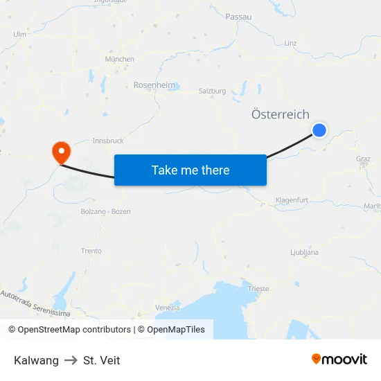 Kalwang to St. Veit map