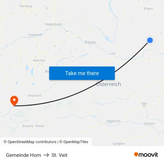 Gemeinde Horn to St. Veit map