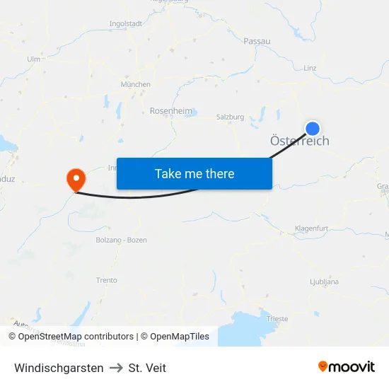 Windischgarsten to St. Veit map