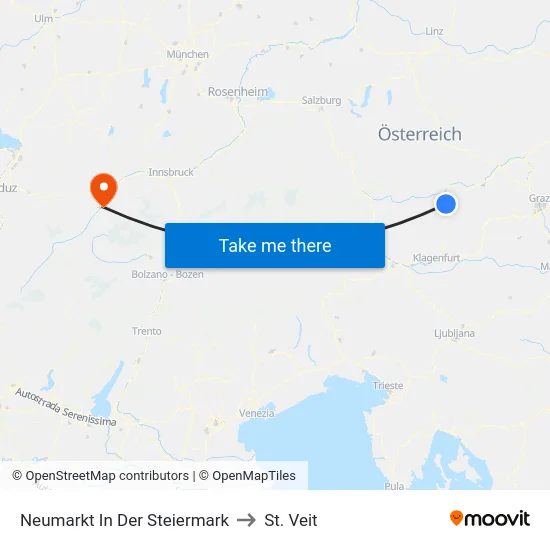 Neumarkt In Der Steiermark to St. Veit map