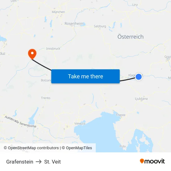 Grafenstein to St. Veit map