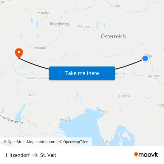 Hitzendorf to St. Veit map