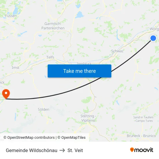 Gemeinde Wildschönau to St. Veit map