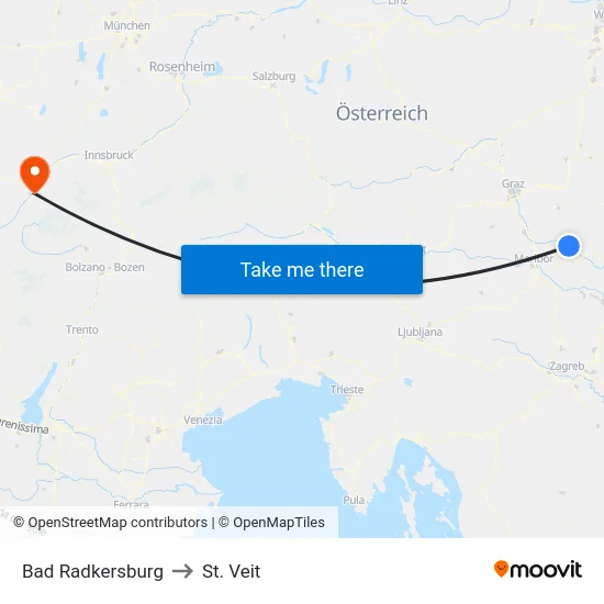 Bad Radkersburg to St. Veit map