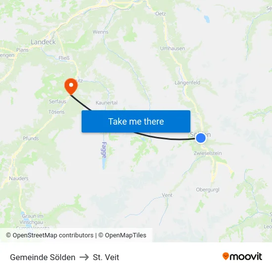 Gemeinde Sölden to St. Veit map