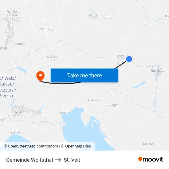 Gemeinde Wolfsthal to St. Veit map