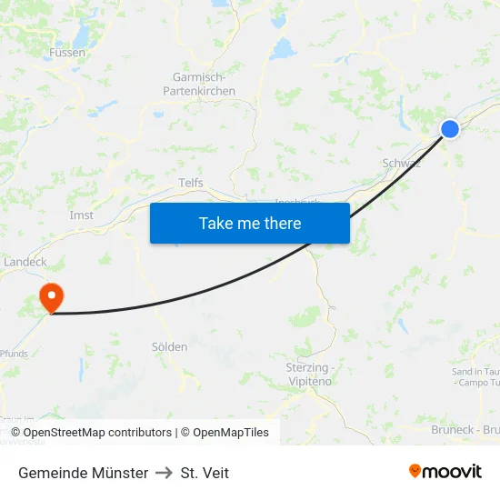 Gemeinde Münster to St. Veit map