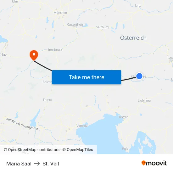 Maria Saal to St. Veit map