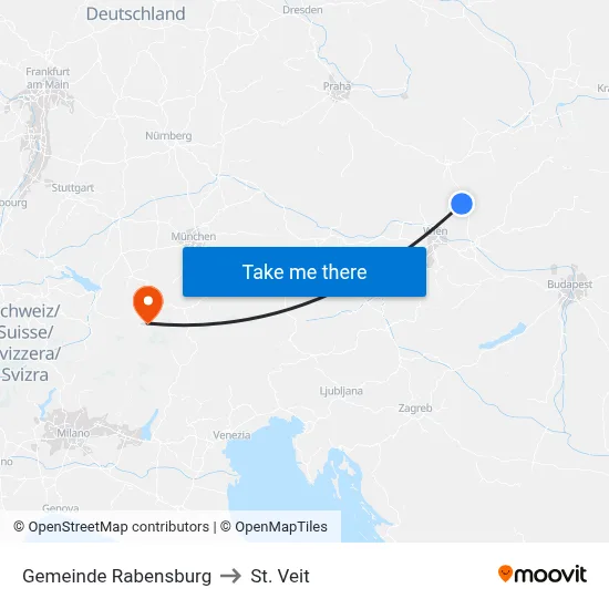 Gemeinde Rabensburg to St. Veit map