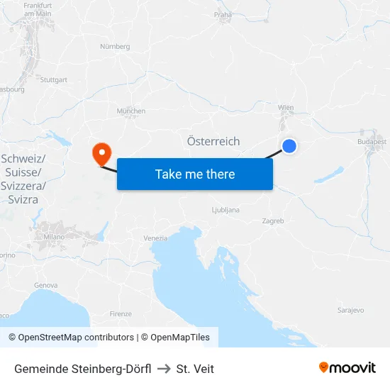 Gemeinde Steinberg-Dörfl to St. Veit map
