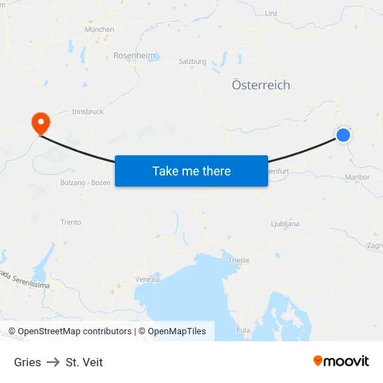 Gries to St. Veit map
