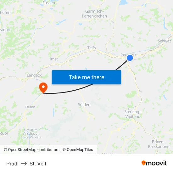 Pradl to St. Veit map