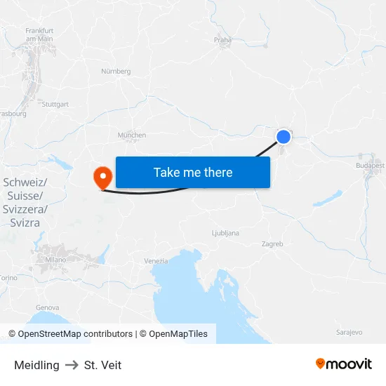 Meidling to St. Veit map