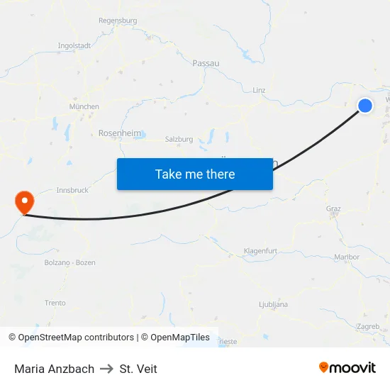 Maria Anzbach to St. Veit map