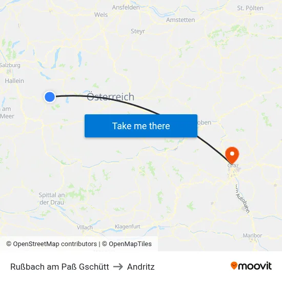 Rußbach am Paß Gschütt to Andritz map