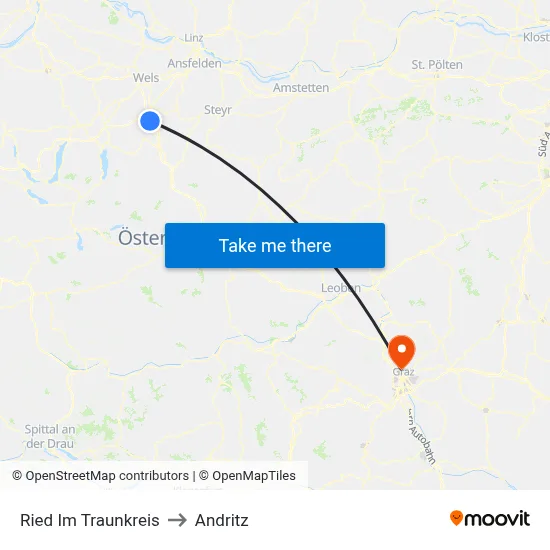 Ried Im Traunkreis to Andritz map