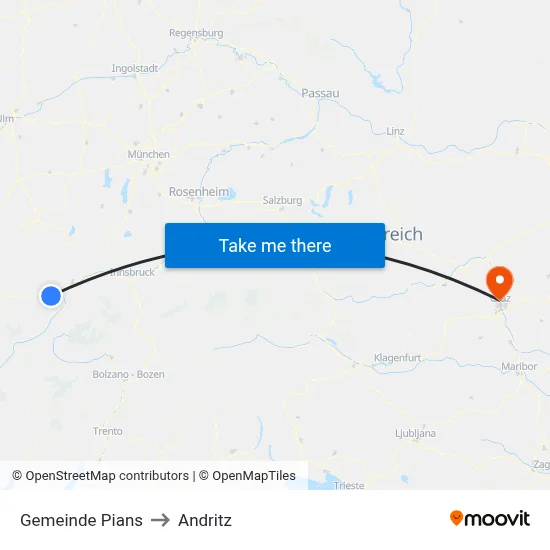Gemeinde Pians to Andritz map