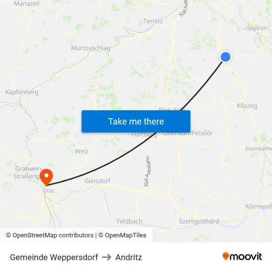 Gemeinde Weppersdorf to Andritz map