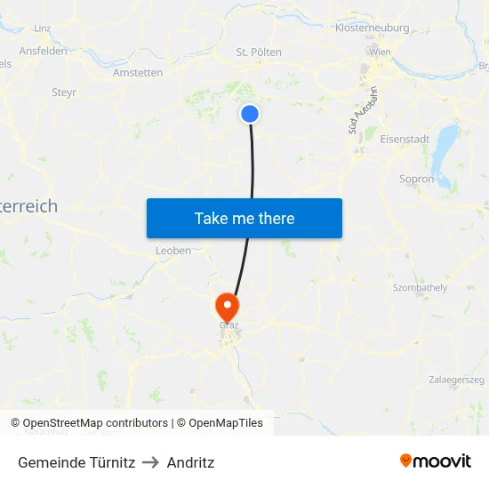 Gemeinde Türnitz to Andritz map