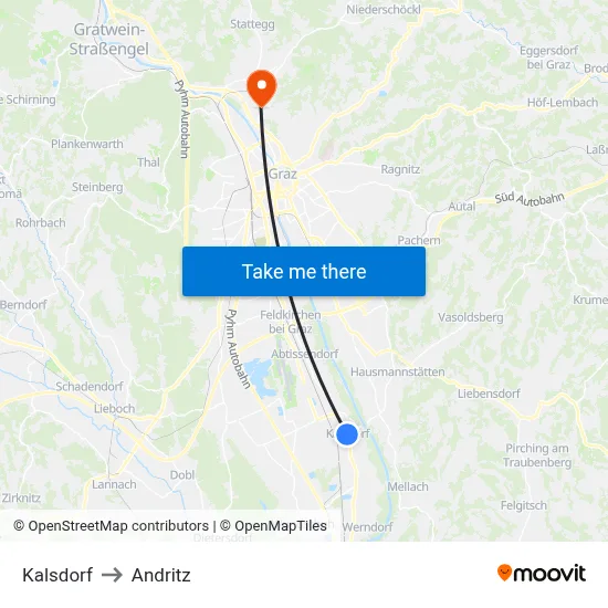 Kalsdorf to Andritz map