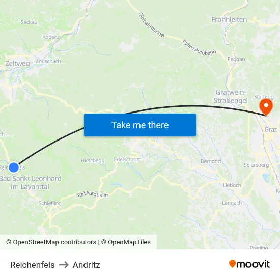 Reichenfels to Andritz map
