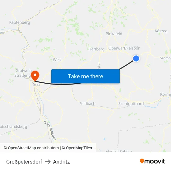 Großpetersdorf to Andritz map