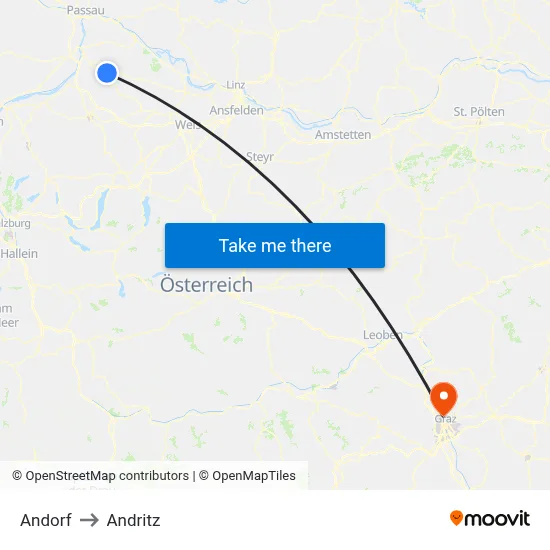 Andorf to Andritz map