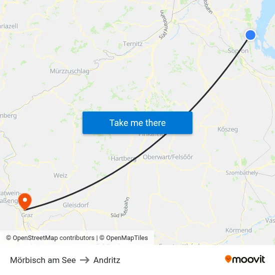 Mörbisch am See to Andritz map