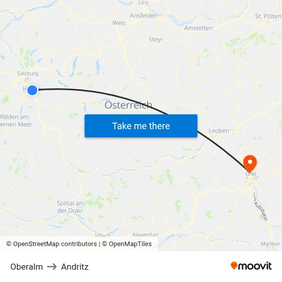 Oberalm to Andritz map