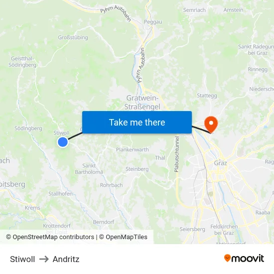 Stiwoll to Andritz map
