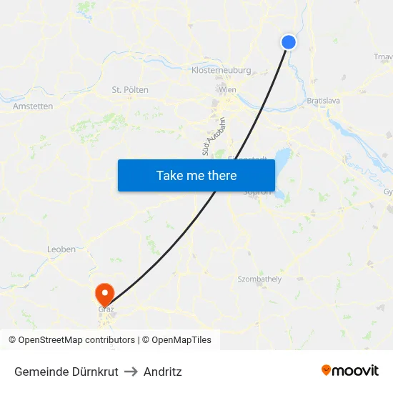 Gemeinde Dürnkrut to Andritz map