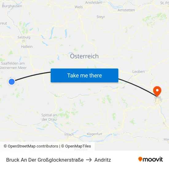 Bruck An Der Großglocknerstraße to Andritz map