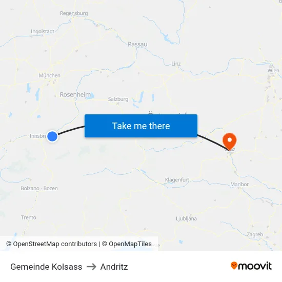 Gemeinde Kolsass to Andritz map