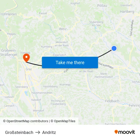 Großsteinbach to Andritz map
