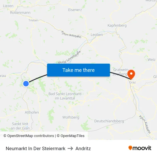 Neumarkt In Der Steiermark to Andritz map