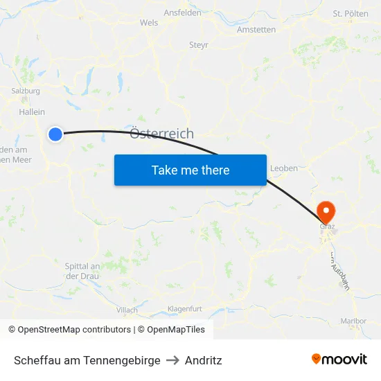 Scheffau am Tennengebirge to Andritz map