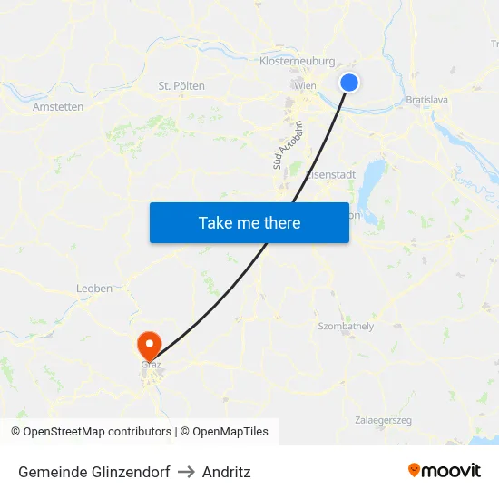 Gemeinde Glinzendorf to Andritz map