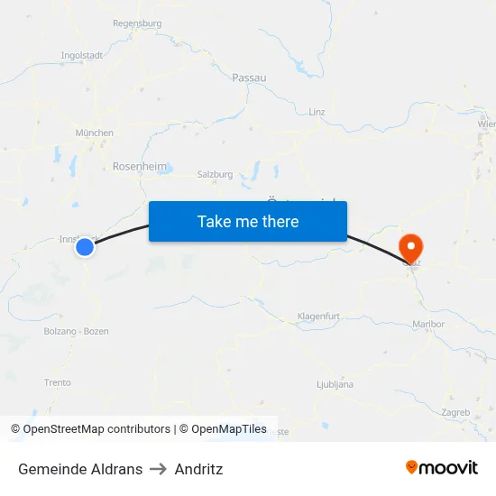 Gemeinde Aldrans to Andritz map