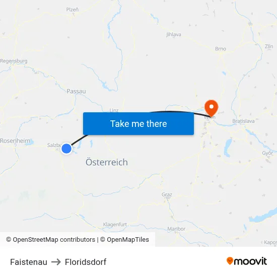 Faistenau to Floridsdorf map