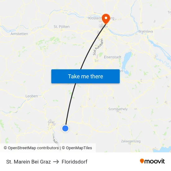 St. Marein Bei Graz to Floridsdorf map