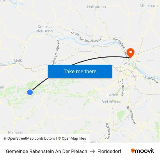 Gemeinde Rabenstein An Der Pielach to Floridsdorf map