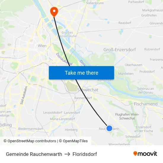 Gemeinde Rauchenwarth to Floridsdorf map