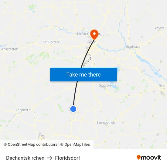 Dechantskirchen to Floridsdorf map
