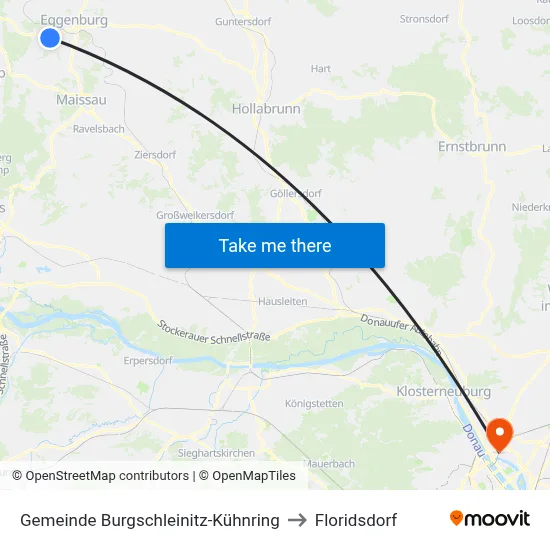 Gemeinde Burgschleinitz-Kühnring to Floridsdorf map