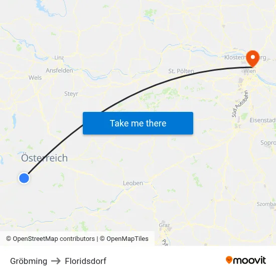 Gröbming to Floridsdorf map