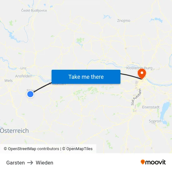 Garsten to Wieden map