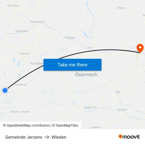 Gemeinde Jerzens to Wieden map